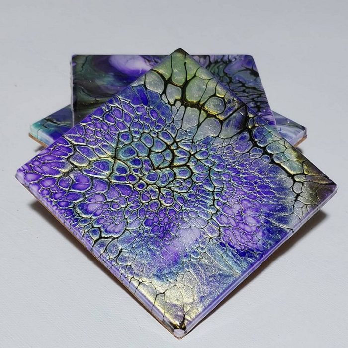 Purple-Sea-glass-shimmer-bloom-coasters